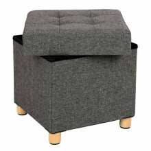 Pouf als Aufbewahrungstruhe platzsparend, faltbarer Hocker, Fußstütze, dunkelgrau 12_0007277