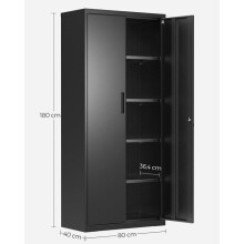 Armoire de rangement - HELLOSHOP26 - 5 niveaux - Acier traité par poudrage - Noir - Double porte