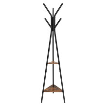 Porte-manteau - HELLOSHOP26 - Style rustique - 2 étagères - 9 patères - Métal et bois de hêtre