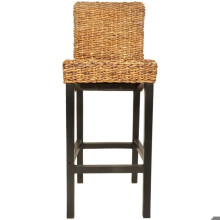 Conjunto de dois bancos de bar de design cadeira assento em madeira de manga e abacá marrom