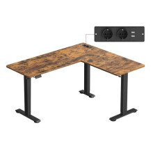 Mesa de canto elétrica ajustável em altura 140 x 160 cm com régua de energia função memória