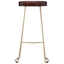 Conjunto de dois bancos de bar design cadeira assento madeira de mangueira maciço 1202077