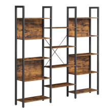 Bibliotheque etagere de rangement avec 14 compartiments cadre en metal pour salon bureau style industriel 158 x 24 x 166