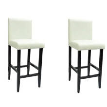 Conjunto de dois bancos de bar design cadeira assento couro sintético branco 1202148
