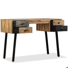 Mesa de escritório móvel de trabalho em informática de teca recuperada maciça 110 cm 0502070