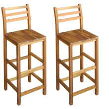 Conjunto de dois bancos de bar de design cadeira assento em madeira maciça de acácia 1202053