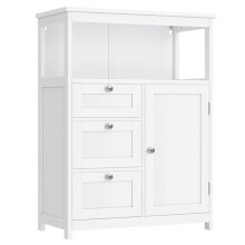 Móvel de banheiro - HELLOSHOP26 - 30 x 60 x 80 cm - 3 gavetas - Prateleiras ajustáveis - Branco