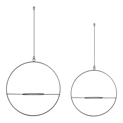 Set di 2 supporti per piante da appendere in metallo nero 03_0007732