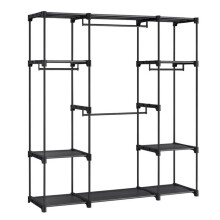 Armoire autoportante - HELLOSHOP26 - Penderie pliable - 112 x 43 x 165 cm - Noir - Métal renforcé