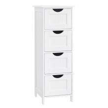 Móvel de banheiro com pés, móvel de armazenamento com 4 gavetas 30 x 30 x 82 cm para sala, cozinha e corredor, branco 12_0006505