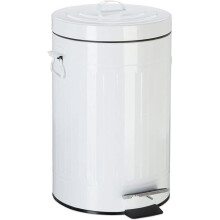 Poubelle à pédale vintage cuisine salle de bain en métal 12 litres blanc 13_0002319_3