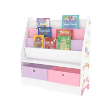 scaffale per bambini a 3 compartimenti con 2 scatole 74 x 71 x 23 cm a motivo unicorno