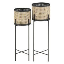 Conjunto de 2 suportes de planta colfontaine metal tamanhos diferentes preto areia