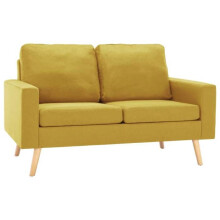 Sofá 2 lugares - HELLOSHOP26 - Tecido amarelo - Conforto macio - Design contemporâneo - Fixo