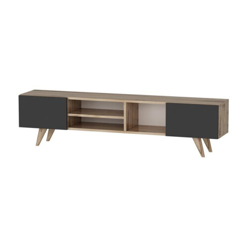 TV-Möbel mit 2 Türen 40 x 160 x 31 cm Eichenoptik / Schwarz 1