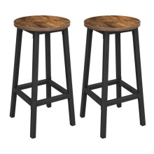 Barkrukken - HELLOSHOP26 - Set van 2 - Zwart staal - Industriële stijl - Hoogte 65 cm