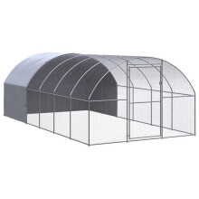 Hühnerstall eingezäuntes Gehege für Freilandhühner 3 x 6 x 2 m verzinkter Stahl Silber 02_0044013