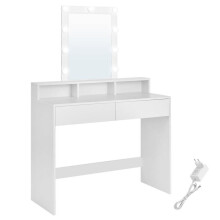 Coiffeuse - HELLOSHOP26 - Moderne - 9 ampoules LED - 2 tiroirs - Blanc