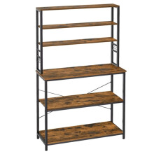 Küchenregal - HELLOSHOP26 - 6 Regale - 6 Haken - Stahl - Verstellbar