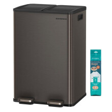 Poubelle de cuisine 2 x 30 litres 2 compartiments poubelle à pédale couvercle à fermeture