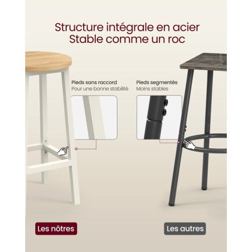 Barkrukken - HELLOSHOP26 - Set van 2 - Staal - Beige eik - Hoogte 65 cm 2