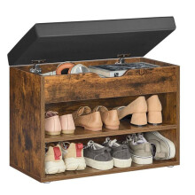 Banc à chaussures - HELLOSHOP26 - 3 Compartiments - Siège Rembourré - Bois - Beige