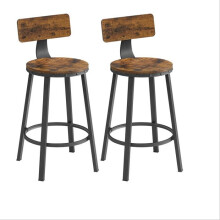 Cadeiras de bar - HELLOSHOP26 - Conjunto de 2 - Aço - Encosto ergonómico - Altura 60 cm