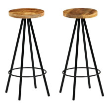 Conjunto de dois bancos de bar design cadeira assento madeira maciça de mangueira 1202183