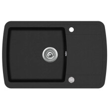 Fregadero de cocina de granito de un solo tazón 78 x 50 cm negro 02_0002313