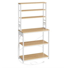 Küchenregal - HELLOSHOP26 - 6 Regale - 6 Haken - 4 integrierte Steckdosen - Höhenverstellbar