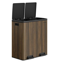 Poubelle 2 pedales poubelle avec double compartiment 2 x 30 litres anti traces de doigts inox seau interieur plastique a