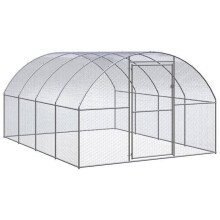 Hühnerstall Außenvoliere 3 x 4 x 2 m verzinkter Stahl Silber 02_0044011