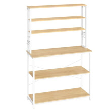 Kücheregale - HELLOSHOP26 - 6 Regale - 6 Haken - 40 x 100 x 167 cm - Stahl und Spanplatte
