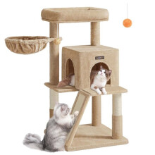 Albero per gatti - HELLOSHOP26 - 48 x 48 x 96 cm - Grigio - Pannello per graffiare - Per 3 gatti