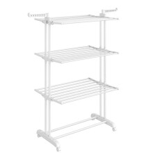Étendoir à linge séchoir mobile à 4 niveaux avec roulettes pliable 64 x 126 x
