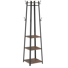 Portemanteau - HELLOSHOP26 - 43 x 43 x 180 cm - Marron rustique - 3 étagères - Style industriel