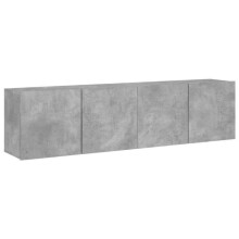 Meuble TV mural - HELLOSHOP26 - 2 pièces - Bois d'ingénierie - Gris béton - 80 x 30 x 41 cm