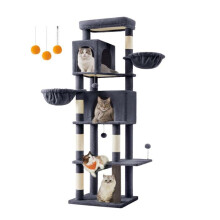 Albero per gatti - HELLOSHOP26 - 175 cm - 2 nicchie - 2 ceste - 5 tiragraffi