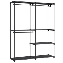Armoire - HELLOSHOP26 - 3 Compartiments - Noir - 43 x 138 x 182 cm - Grande Capacité