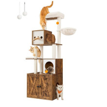 Albero per gatti - HELLOSHOP26 - Moderno - 185 cm - Copertura per lettiera - Graffiatoio multi-livello