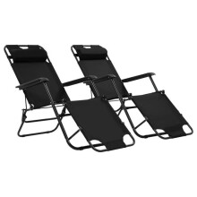 Chaises longues pliables 2 pièces avec repose-pied acier noir 02_0011944