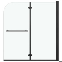 Cabine de douche salle de bain pliable 2 panneaux ESG 120 x 140 cm noir