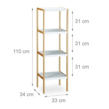 Scaffale in bambù con 4 ripiani per il bagno 110 cm 3213052