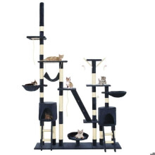 Kattenboom - Helloshop26 - 230-250 cm - Blauw - Krabpaal - Schuilplaats en speelgoed inbegrepen