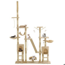 Kattenboom krabpaal, schuilplaats, speelgoed, pluche dieren van sisal 230-250 cm beige 3702048
