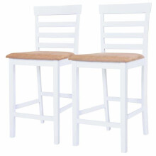 Conjunto de dois bancos de bar de design cadeira assento madeira branca e bege 1202141