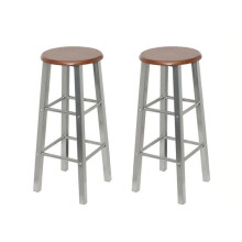 Conjunto de dois bancos de bar design cadeira assento metálico com assento em MDF 1202062