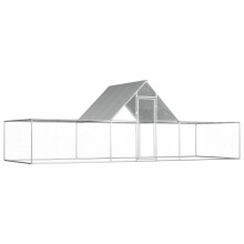 Poulailler - HELLOSHOP26 - 6 x 2 x 2 m - Acier galvanisé - Toit résistant à l'eau - Pour 10 volailles