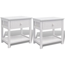 Conjunto de móveis para quarto 2 pcs madeira branca, mesa de cabeceira, cômoda, armário 1402070