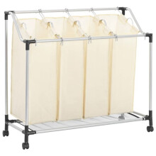 Trieuse à linge avec 4 sacs 96 x 40 cm crème acier 02_0006203